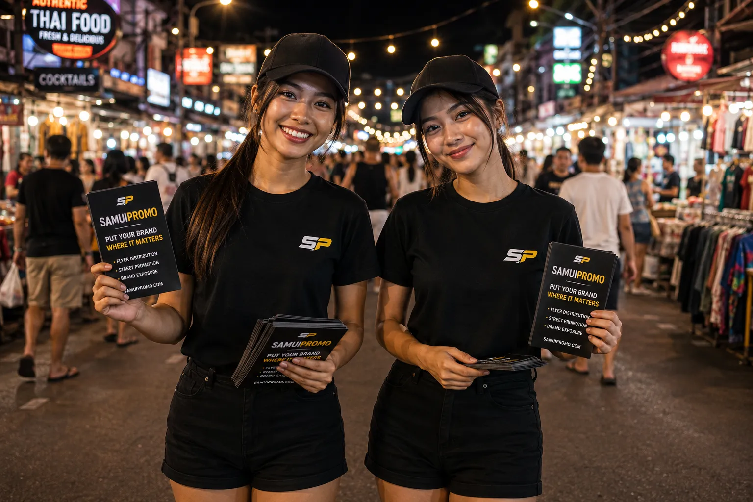 SamuiPromo street team distributing promotional material